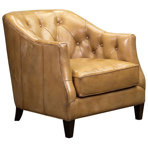Westmoor Tufted Leather Chair, Bedford Branston