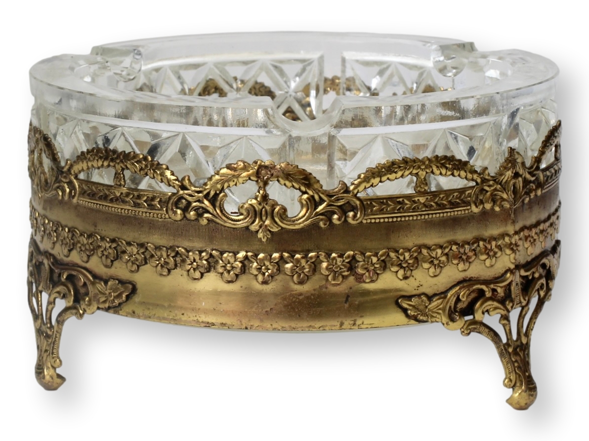 1960s Gold Filigree & Crystal Ashtray~P77719253