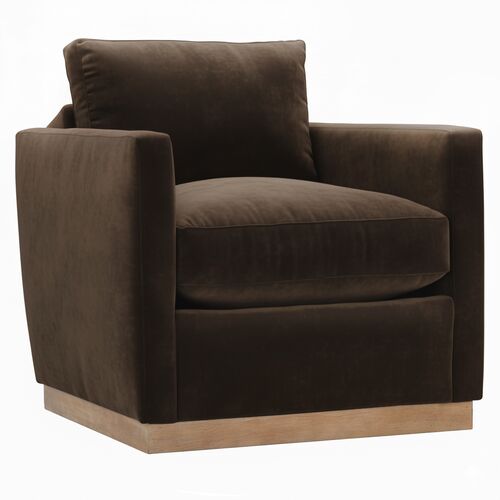 Liam Velvet Swivel Chair