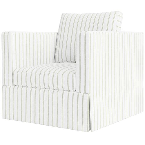 Brock Chair, Lily Pond Linen Weave Stripe