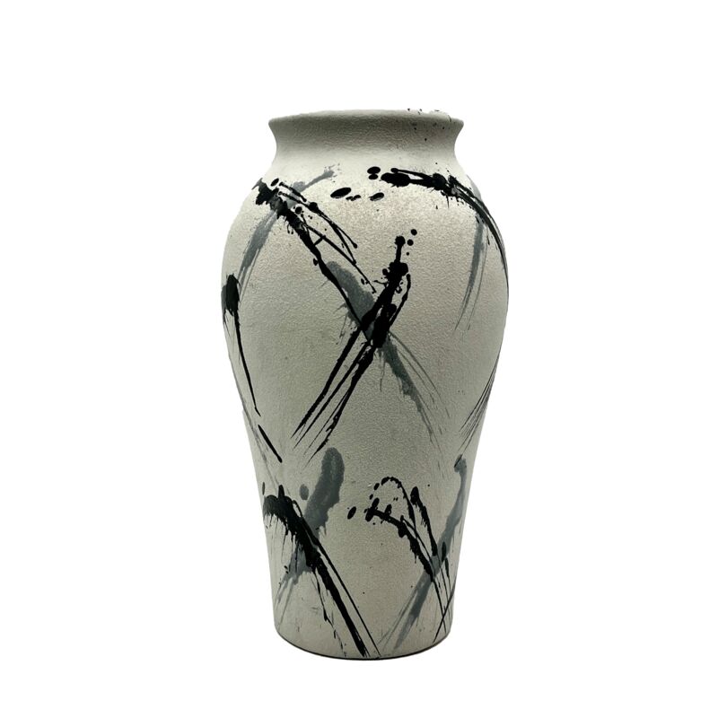 1980s Textured Splatter Paint Vase