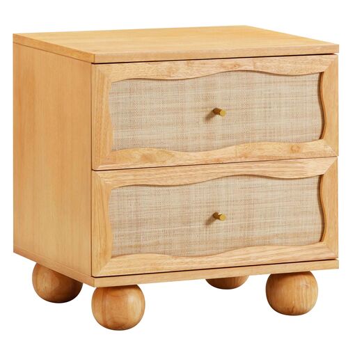 Grappa Raffia Wavy Nightstand, Whitewashed