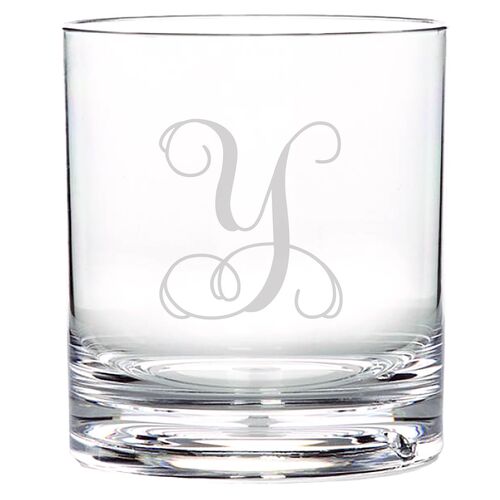 S/4 Vine Monogram Double Old-Fashioned, Clear