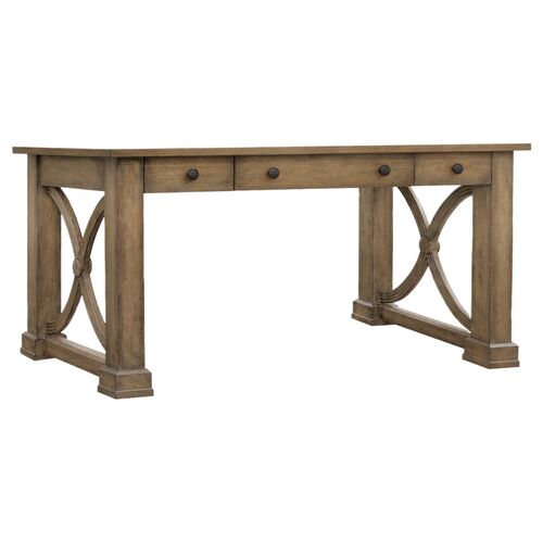 Melange Architectural 3-Drawer Writing Desk, Brown