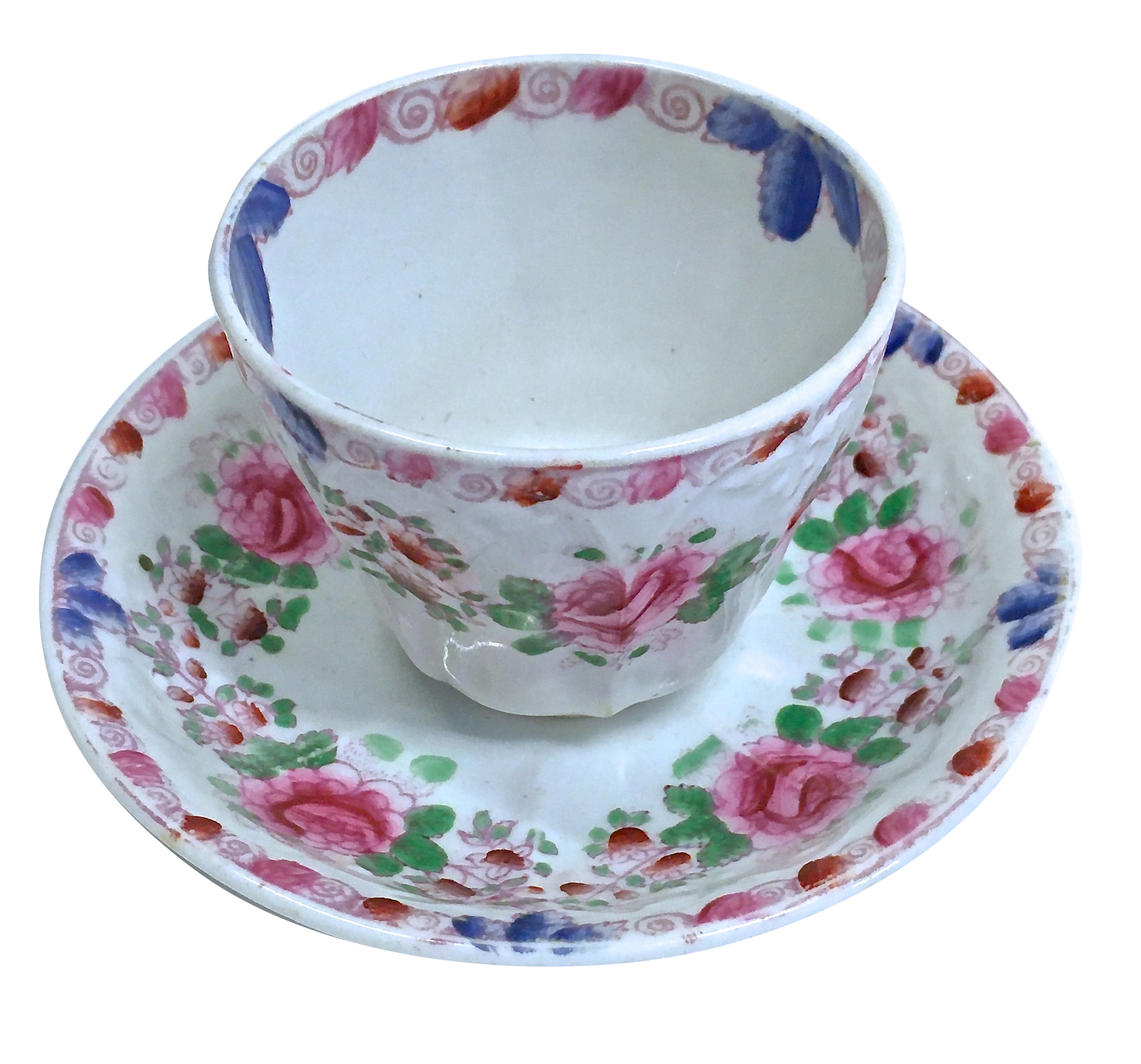 Antique Porcelain Floral Cup & Saucer~P77662697