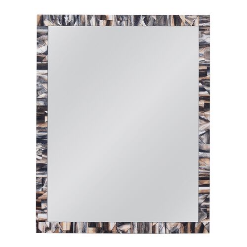Michelle Bone Inlay Wall Mirror, Black/Grey/Cream