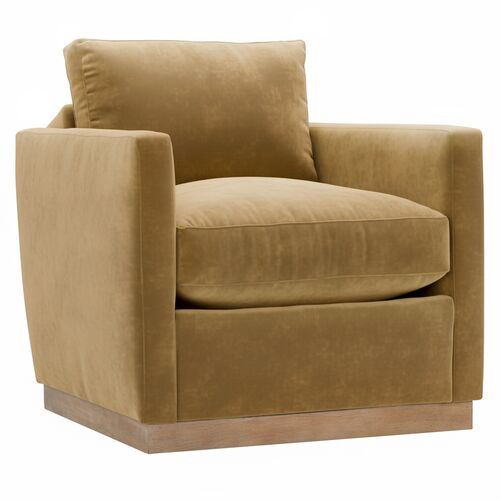 Liam Velvet Swivel Chair