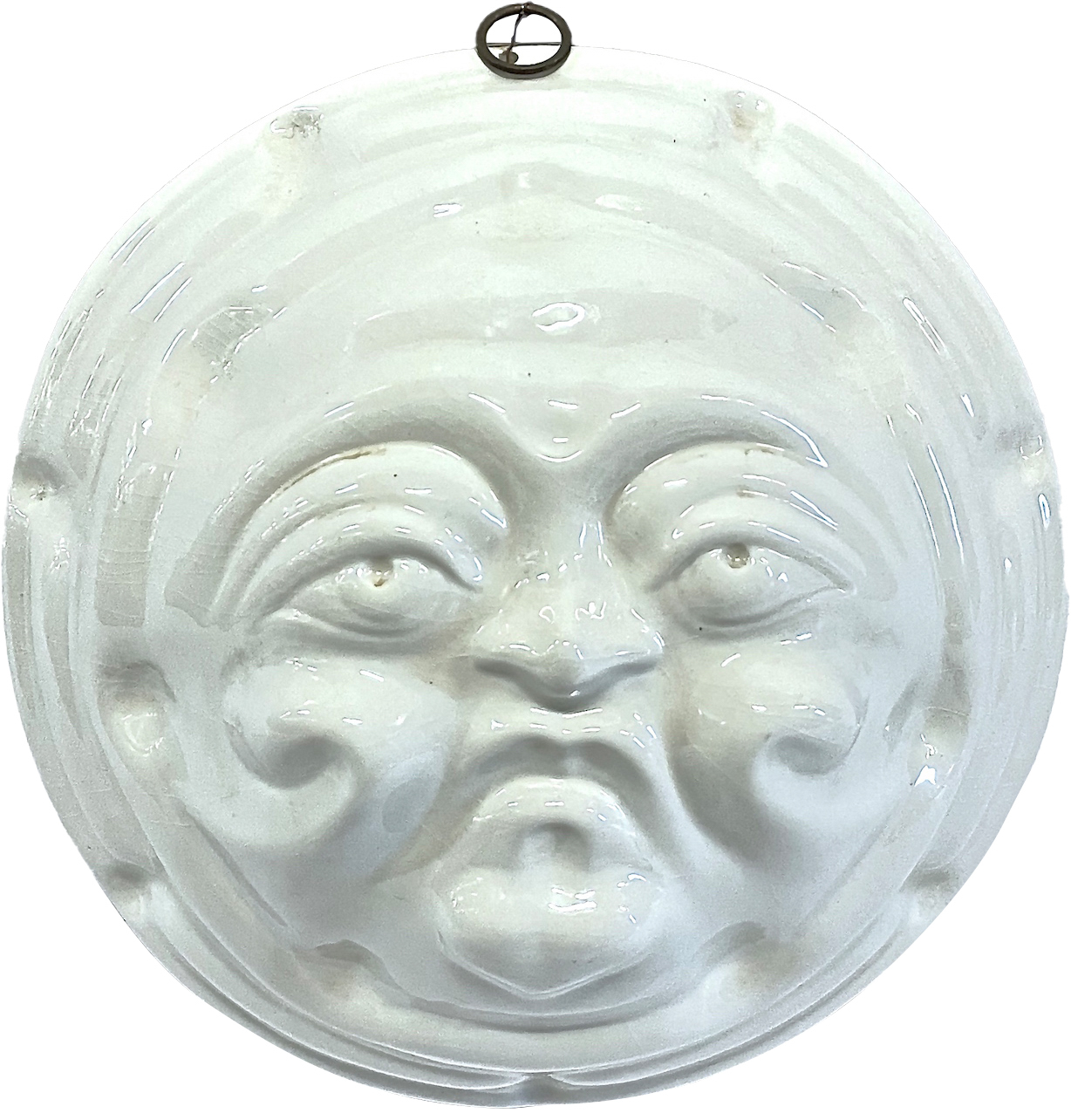 Italian Ceramic Moon Face Wall Sculpture~P77662322