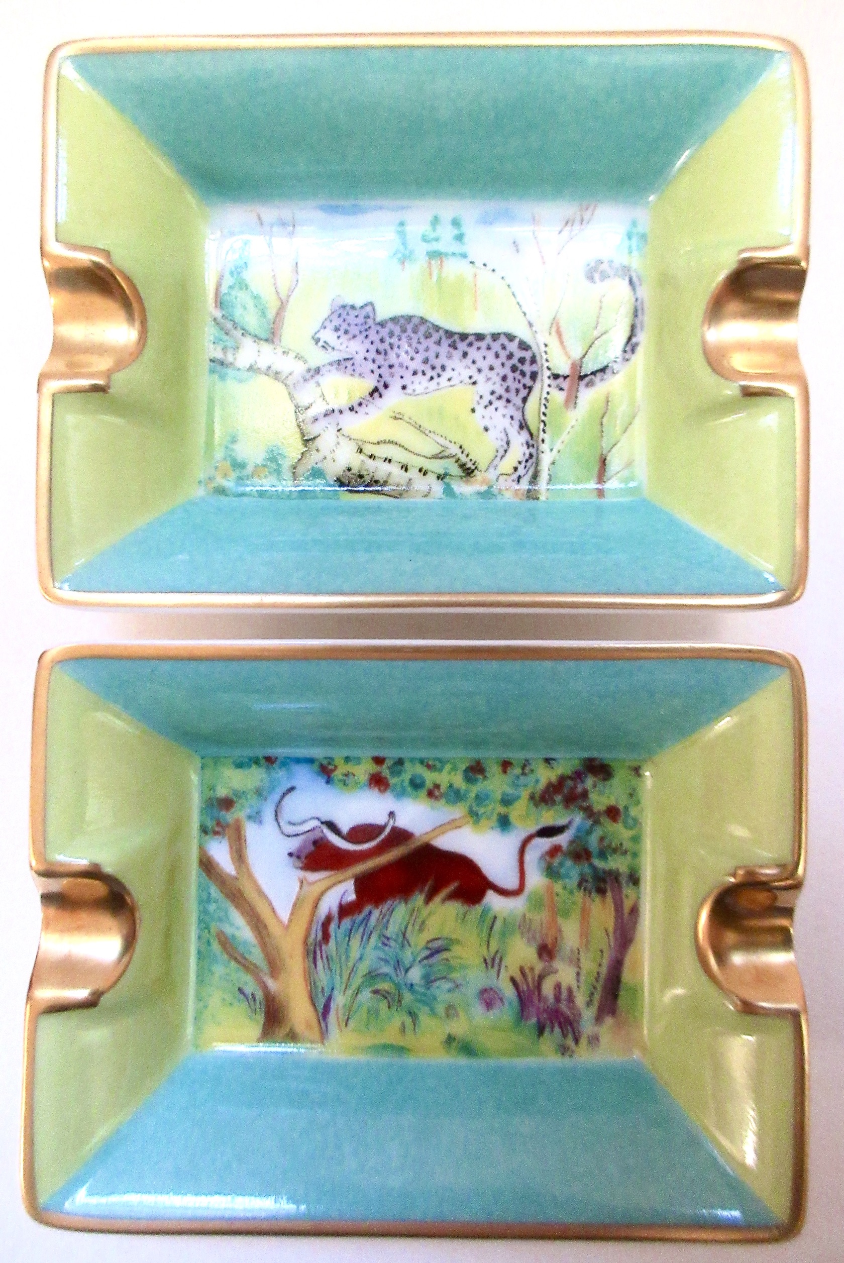 Hermes Hand-Painted Ashtrays Set of Two~P77687037