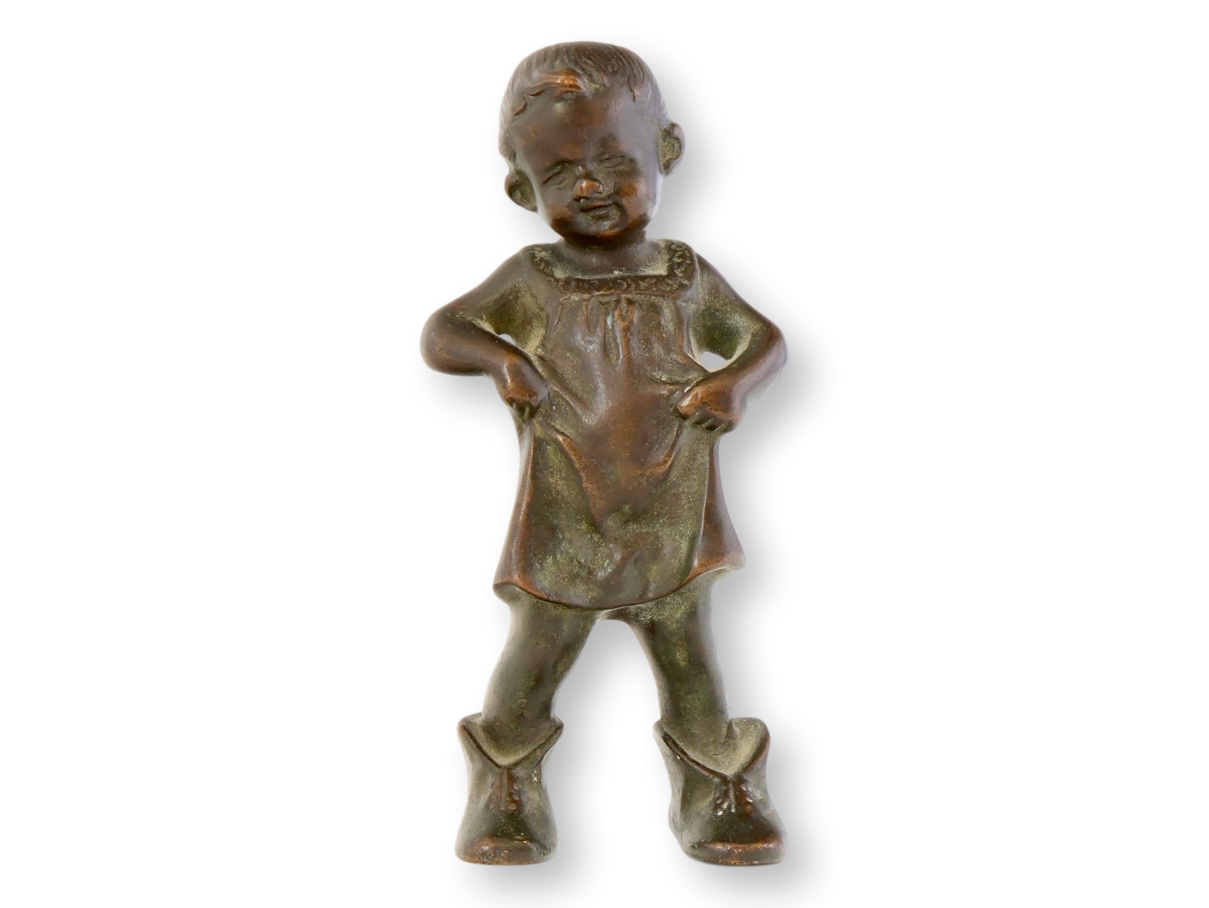 19th-C. Danish Bronze Sculpture of Child~P77739093