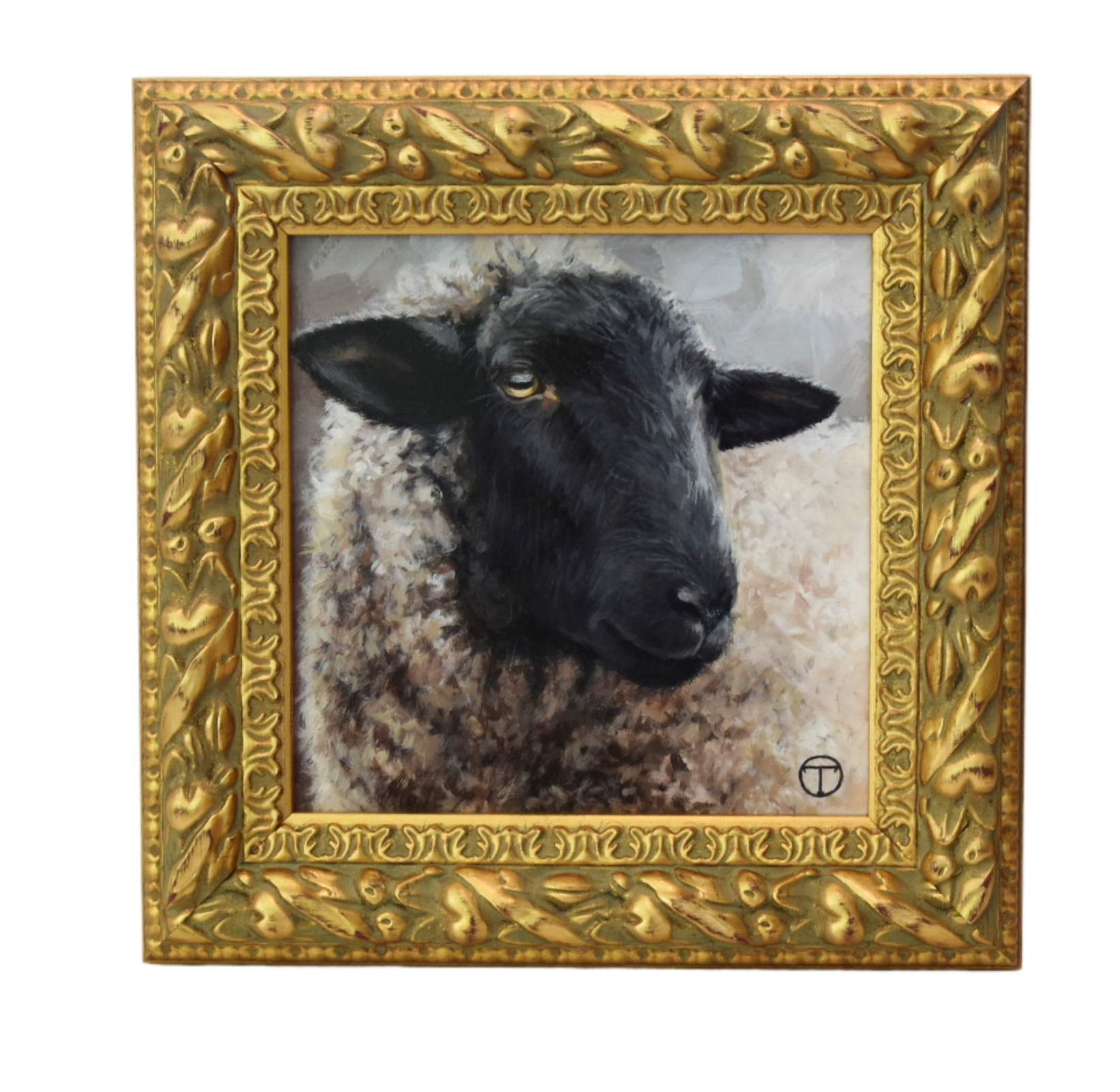 Farmhouse Suffolk Sheep Oil Painting~P77693558