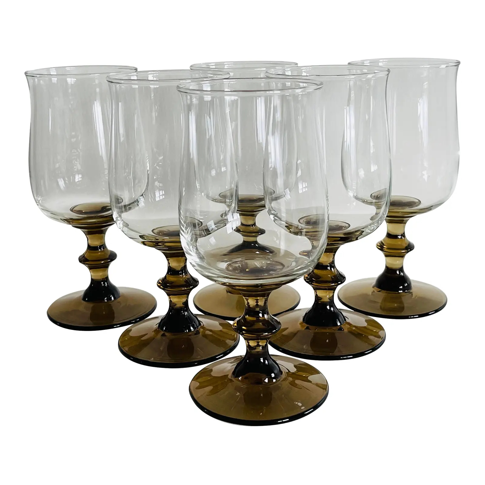 1960s Brown Smoked Water Goblets, S/6