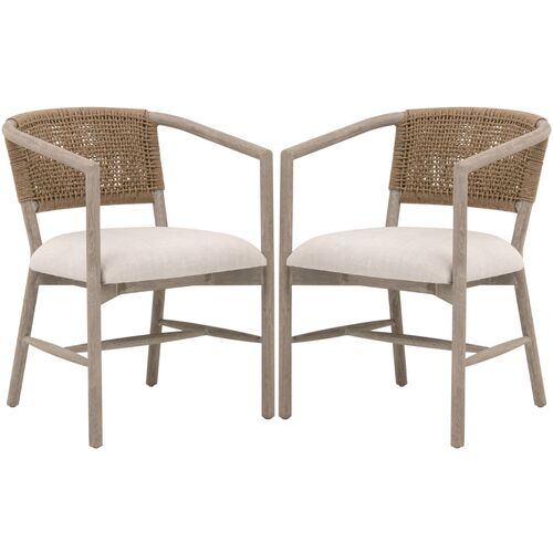 S/2 Cedar Jute Twine Accent Chairs, Bisque/Natural Gray Oak S/2 Cedar Jute Twine Accent Chairs, Bisque/Natural Gray Oak