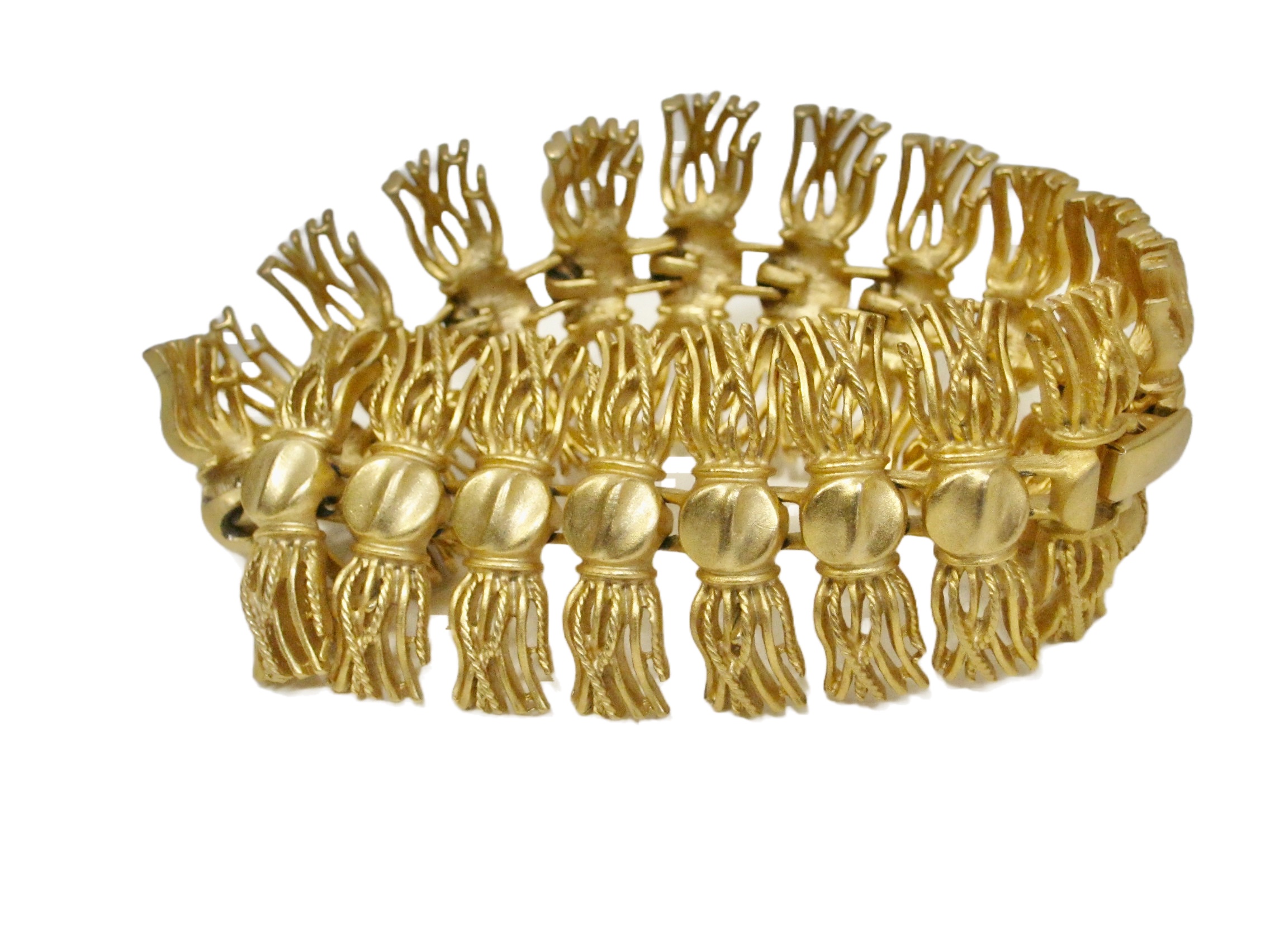 1980s Matte Gold Tassel Bracelet~P77672600