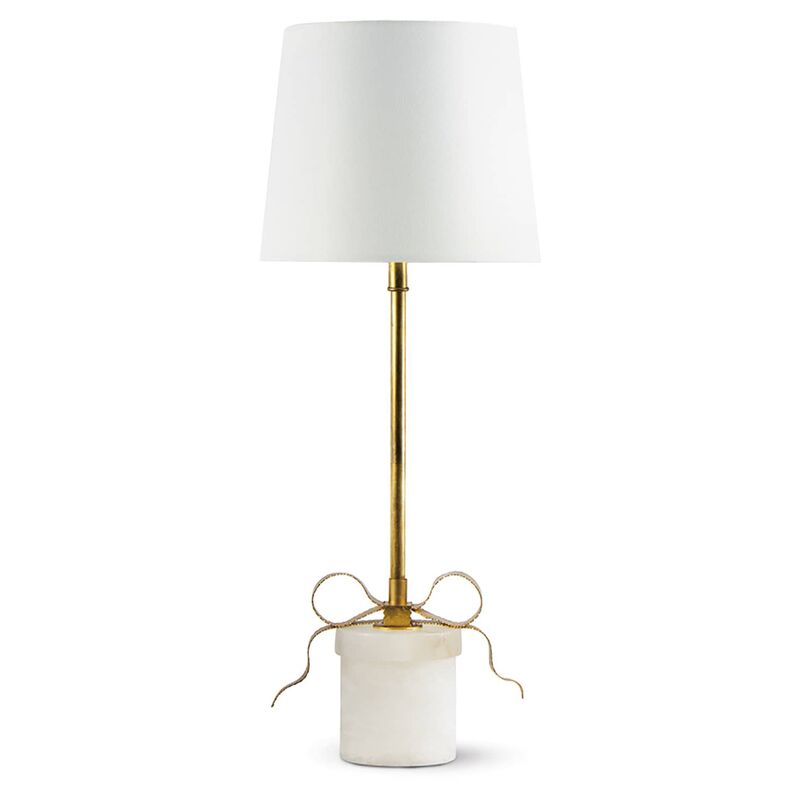 Southern Living Ribbon Alabaster Table Lamp, Gold Leaf