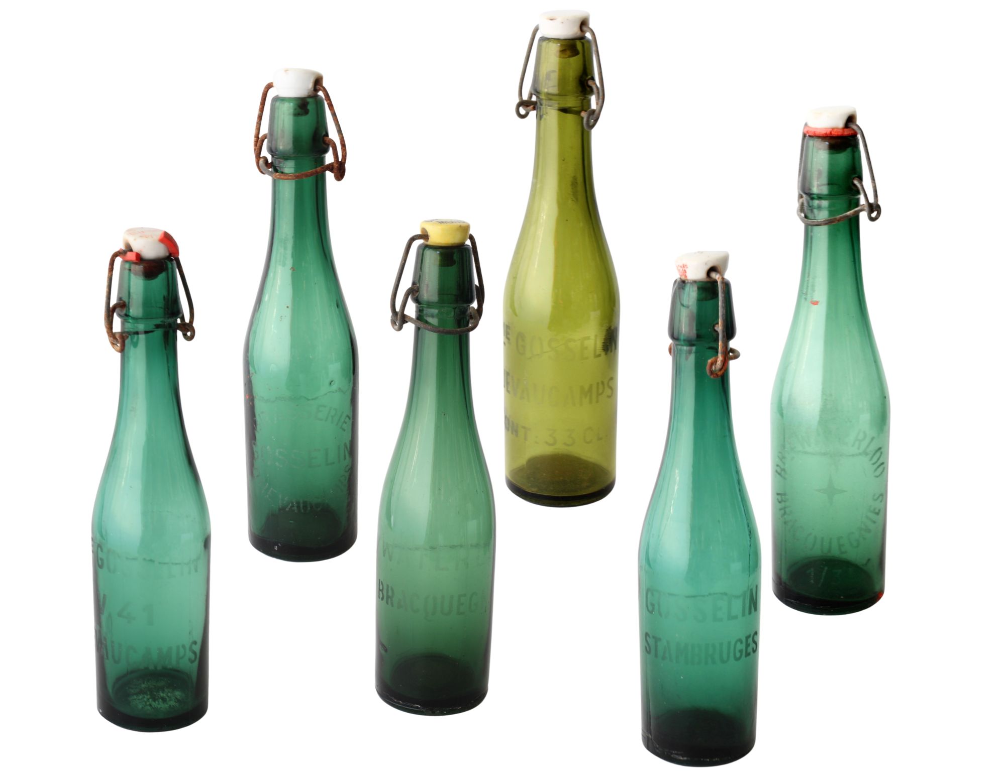Antique Belgian Beer Bottles, Set of 6~P77702016