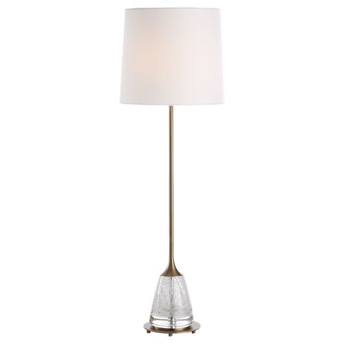 Mireille Glass Base Buffet Lamp, Brass Mireille Glass Base Buffet Lamp, Brass