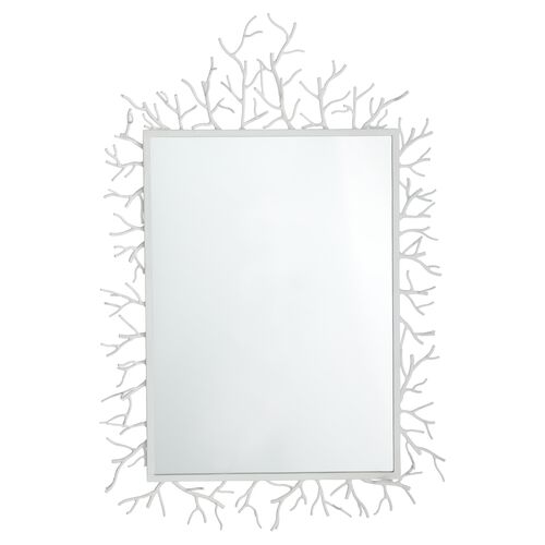 Coral Twig Wall Mirror, White Gesso~P77637225