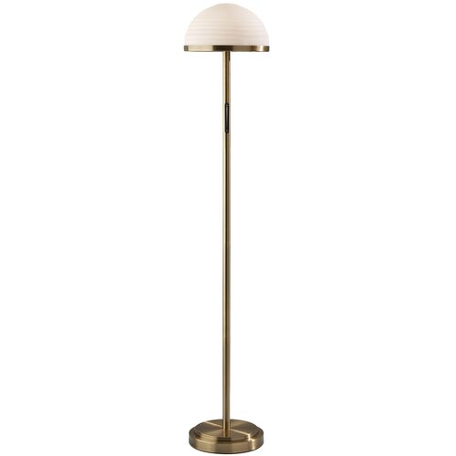 Alexia LED Floor Lamp w/ Smart Switch, Antique Brass/White Glass
