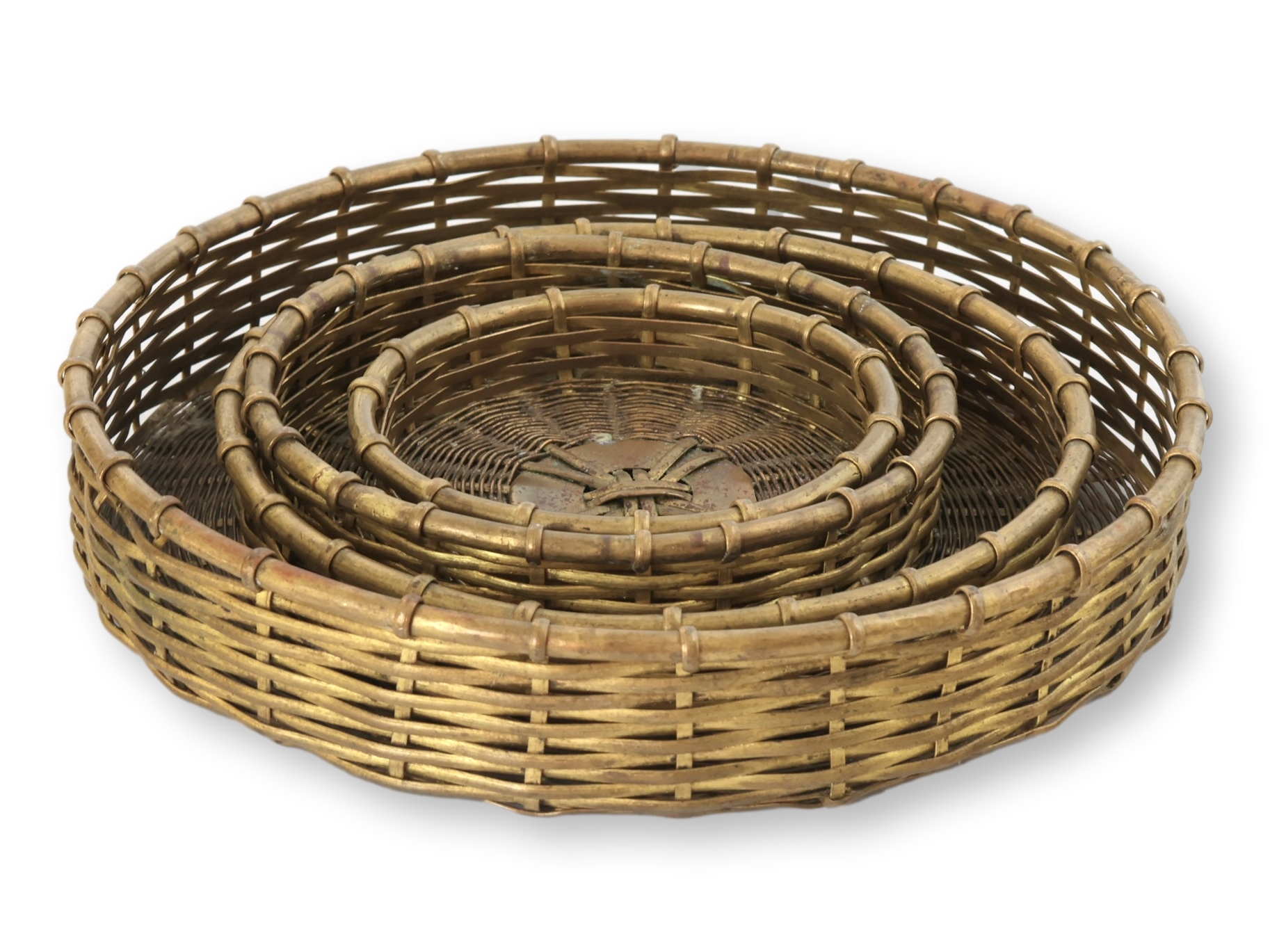 Midcentury Woven Brass Baskets / Trays~P77717170