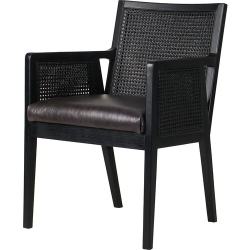 Aimee Cane Dining Armchair, Brushed Ebony~P111117918