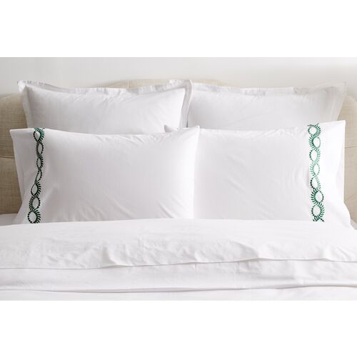 S/2 Wheat Pillowcases, White/Green~P77340873