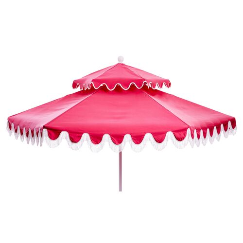 Daiana Two-Tier Fringe Patio Umbrella, Hot Pink~P77326388