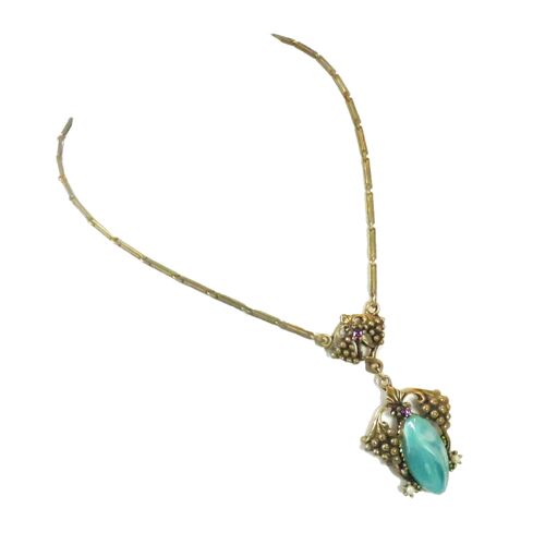 1930s Flawed Emerald Grapes Necklace~P77659305