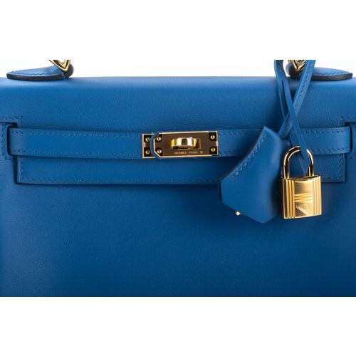 Used Hermes Kelly 25 Blue Zephyr / CKU2 Swift Shoulder Bags Phw AUTHENTIC