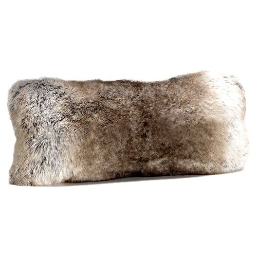 Grayson 12x22 Faux Fur Lumbar Pillow, Gray Rabbit~P77595761