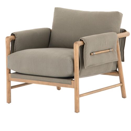 Khloe Accent Chair, Olive/Natural~P77612947