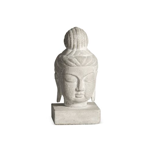 11" Buddha Head, Weathered White~P76548319