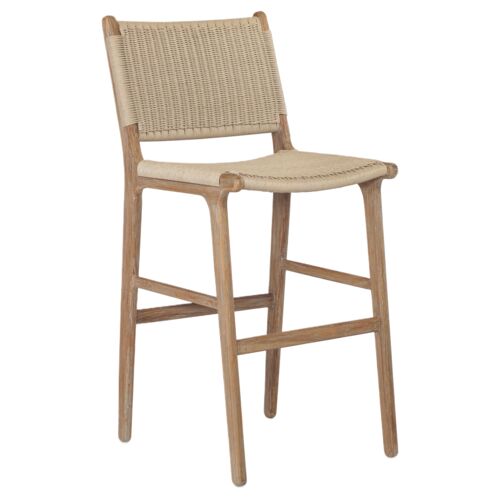 Liyla Outdoor Barstool, Wicker/Teak
