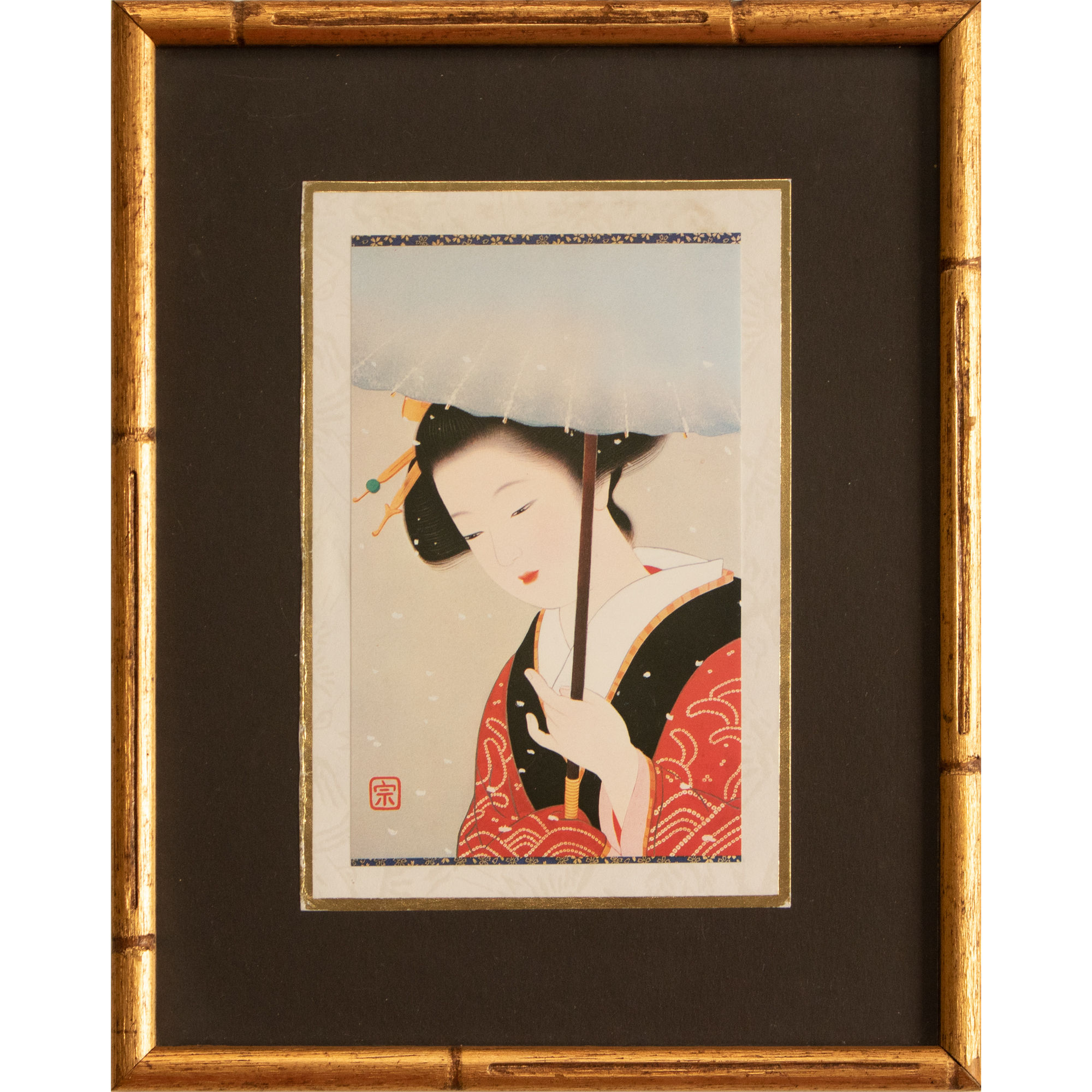 Shōwa Era "Lady With Umbrella" Print~P77679872