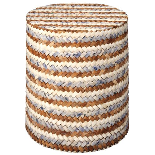 Interwoven Buffalo Bone Side Table, Multi Interwoven Buffalo Bone Side Table, Multi