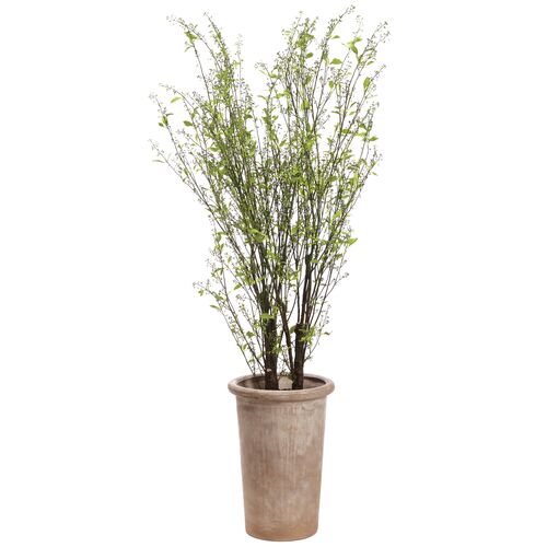 8' Berry Tree in Cement Planter, Faux 8' Berry Tree in Cement Planter, Faux