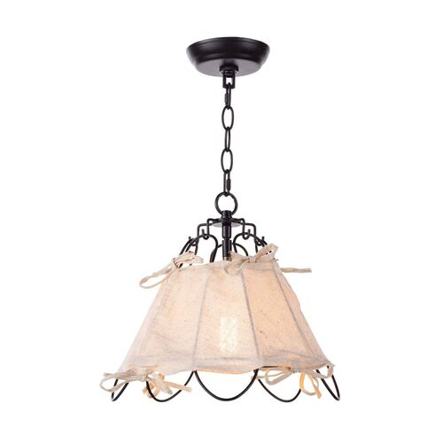 Birdie Small Linen Pendant, Black/Ivory