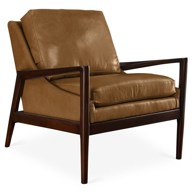 Ebonwood Accent Chair, Caramel Leather