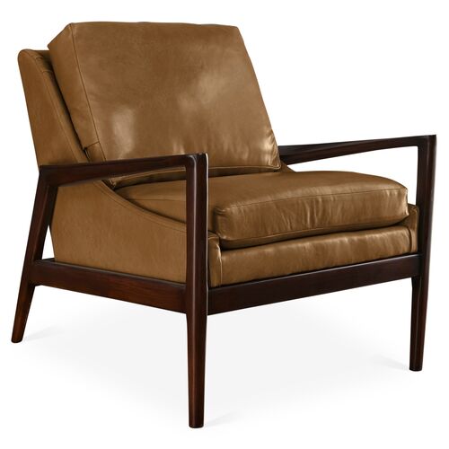 Ebonwood Accent Chair, Caramel Leather~P77335893