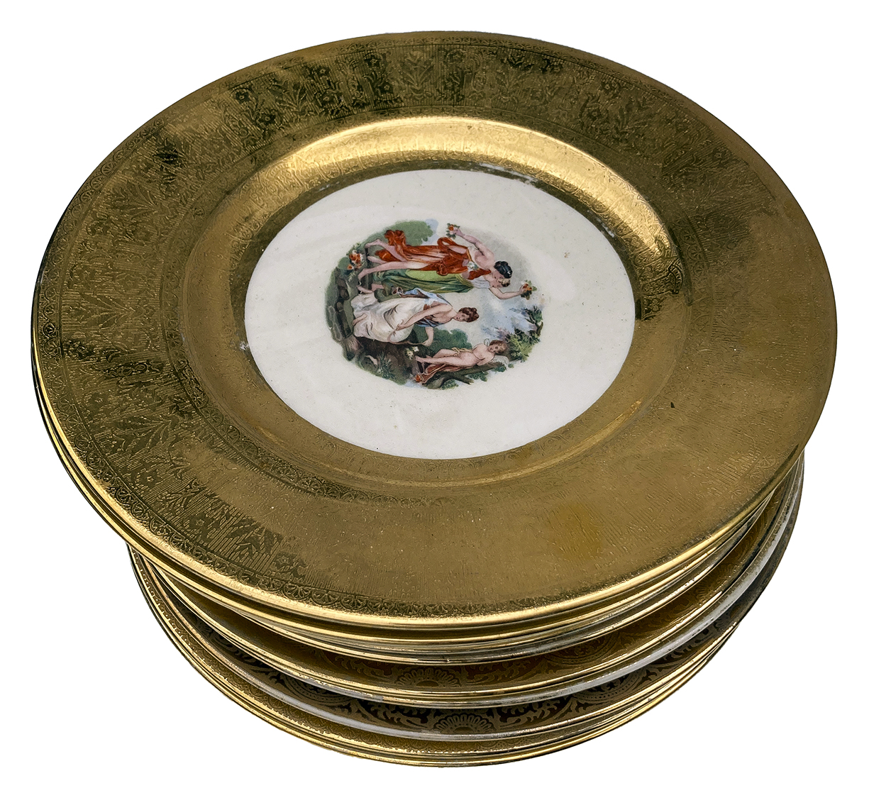 22K Gold Trimmed Dinner Plates Set/12~P77709141