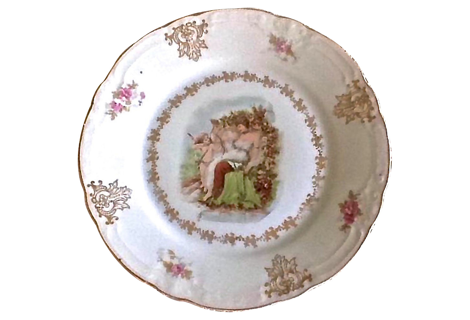 Antique German Floral & Cupid Plate~P77249670