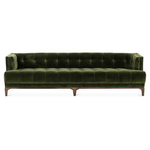 Olive Green Velvet Couch