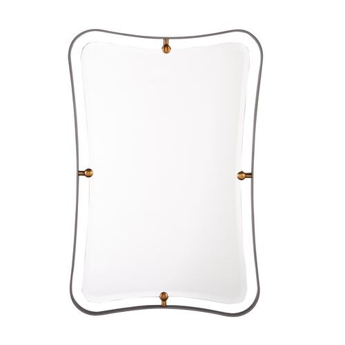 Janey Iron Hourglass Wall Mirror, Gray