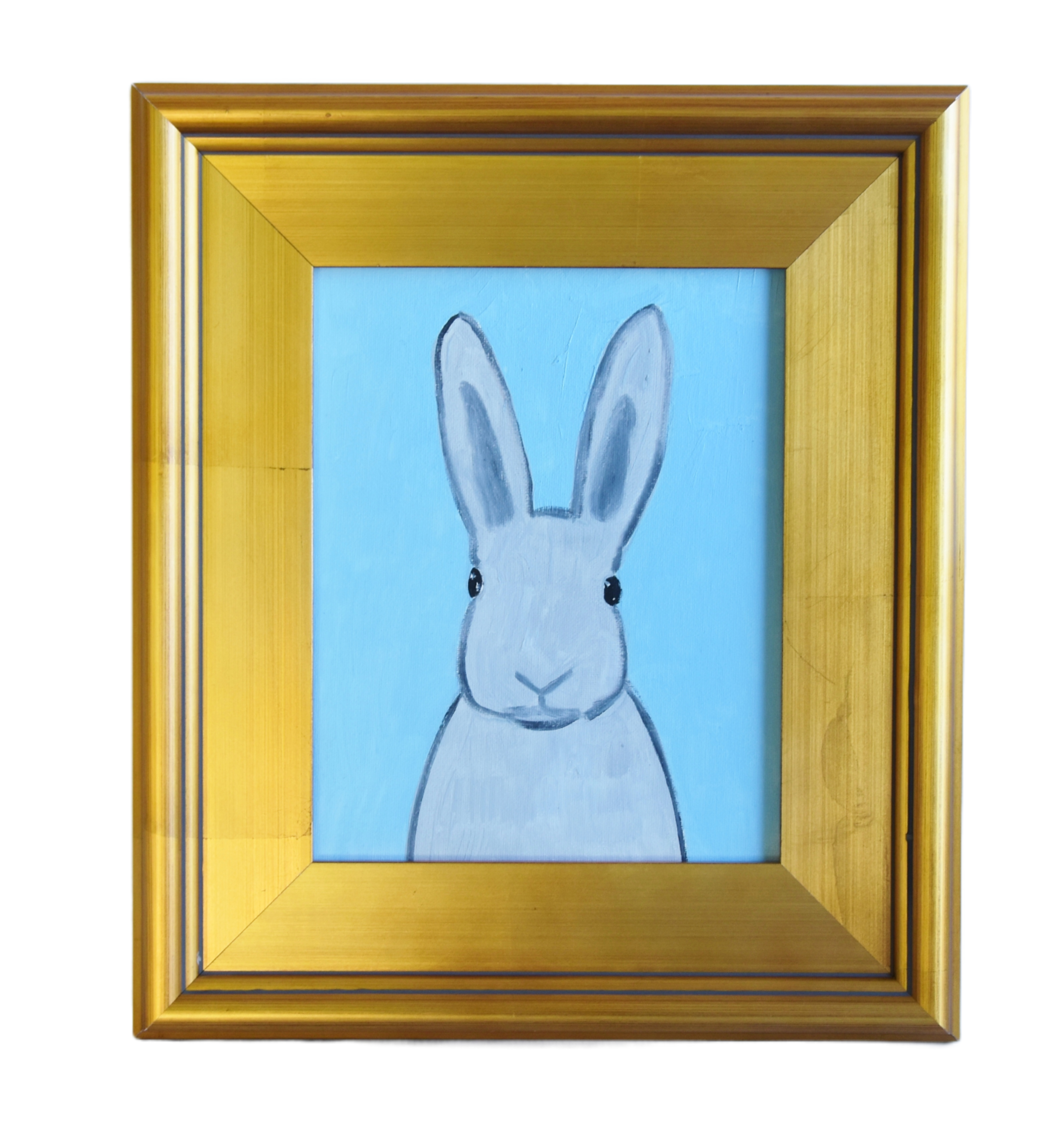Folk Art Bunny Rabbit Hare Oil Painting~P77674045