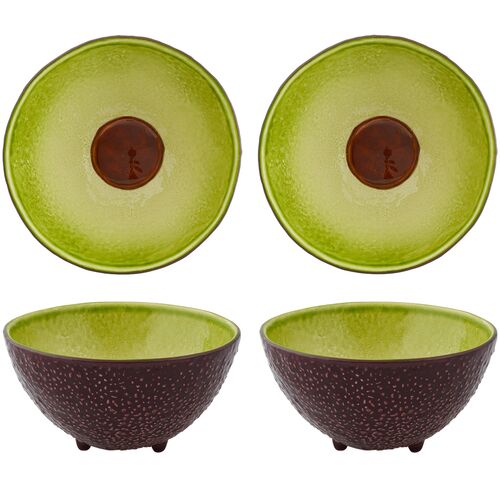 S/4 Tropical Fruits Avocado Bowls, Multi