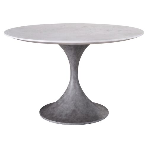 Coastal Living Thaddeus Outdoor Concrete Dining Table, Gray/White