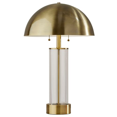 Tobin Dome Table Lamp, Antique Brass/Clear Glass