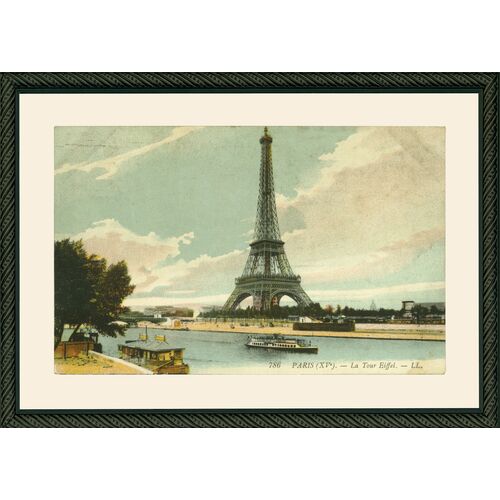 Eiffel Tower & Boat, Art Print, 10" x 14"