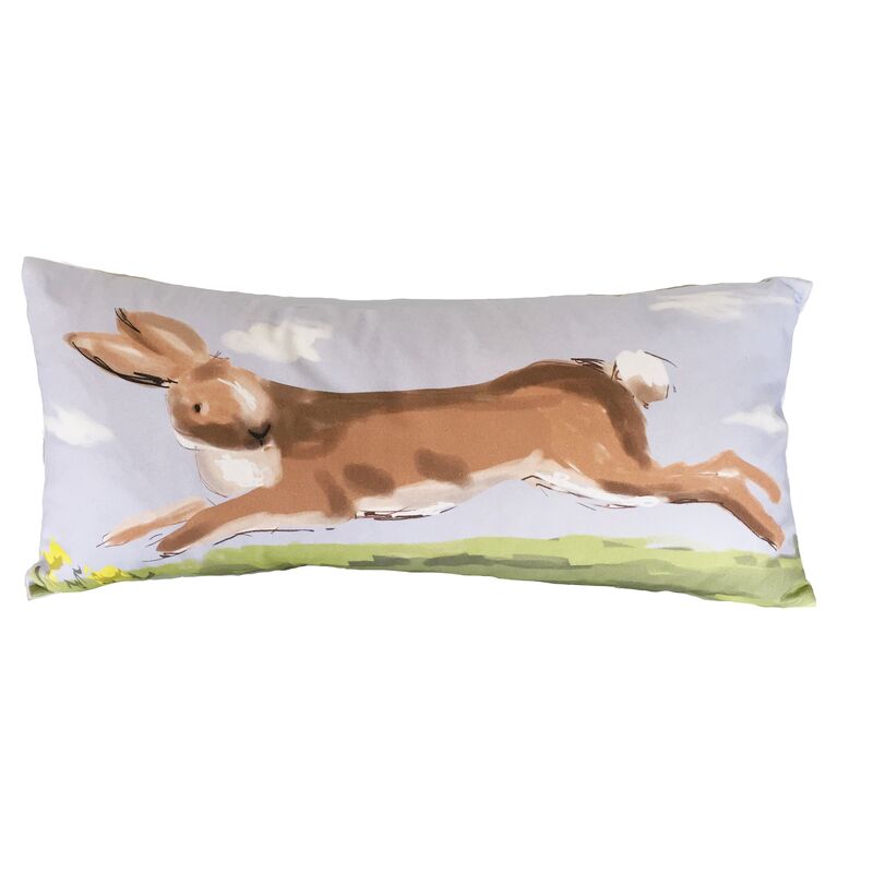 Rabbit 12x24 Lumbar Pillow, Periwinkle