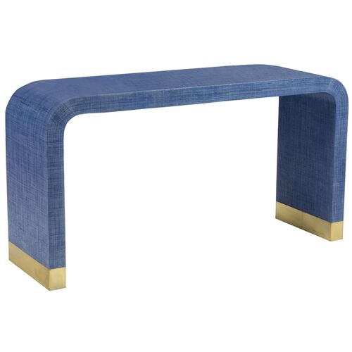 Waterfall Raffia Console Table, Blue